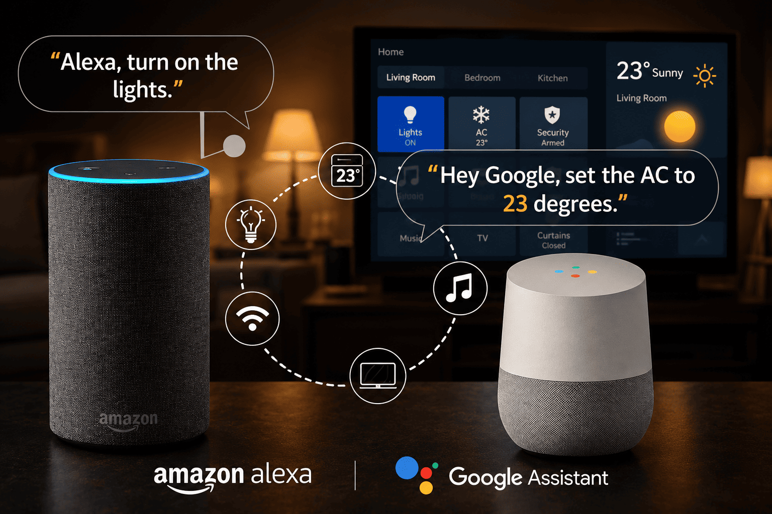 Voice-controlled smart home command