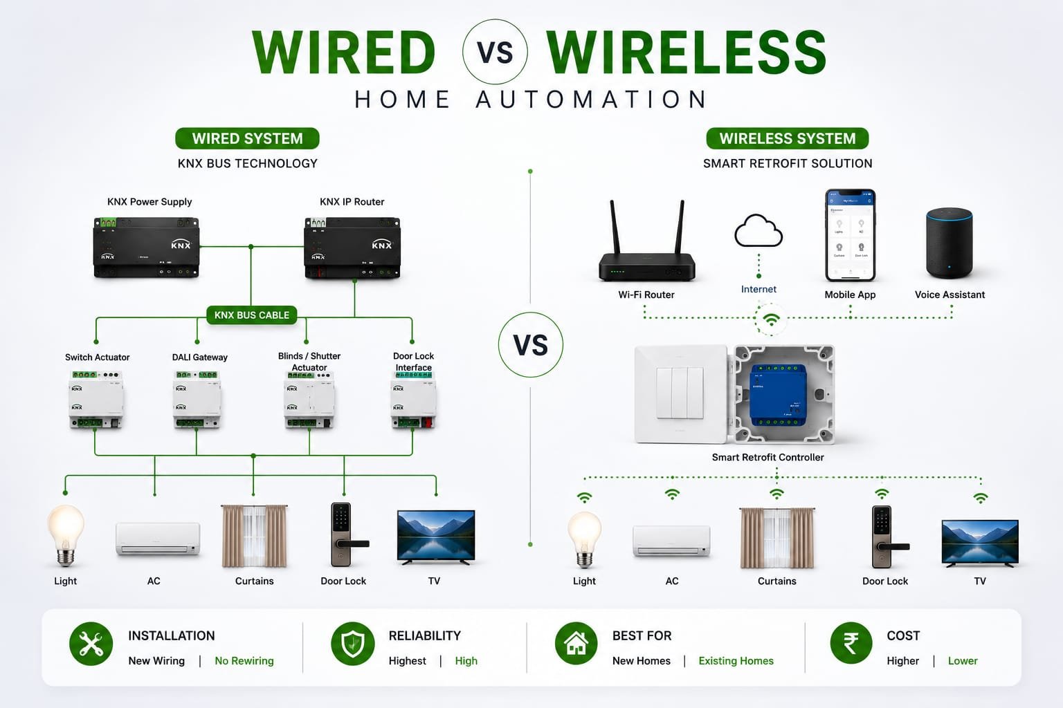 AR Homez wired vs wireless home automation system architecture