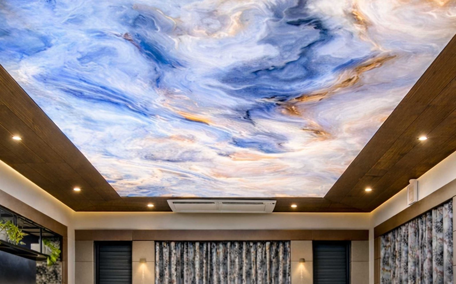 Premium stretch ceiling solution with ambient lighting